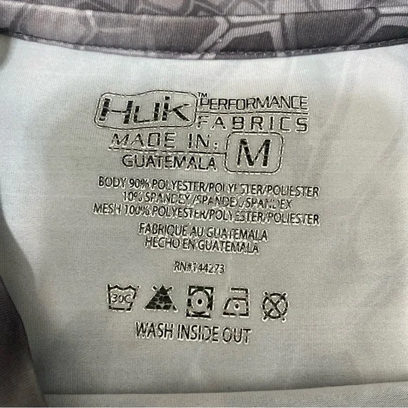 Huk Shirt Men Gray Performance Fishing Lightweight UV Sun Breathable,Size Med - Picture 3 of 5